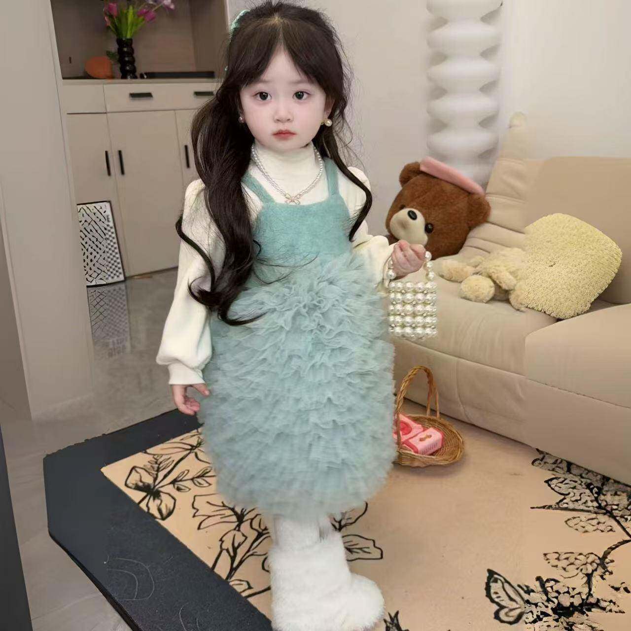 【气质高级】女童洋气蛋糕裙生日礼服裙加绒高级感两件套套装裙