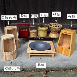 9WOR木火桶家用婚嫁娶烘笼木炭老式 可坐烤火盆取暖器烧烤盆农村炭