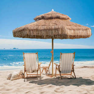 沙滩伞稻草伞户外仿真茅草中柱伞庭院伞棚摆摊太阳伞户外伞遮阳伞