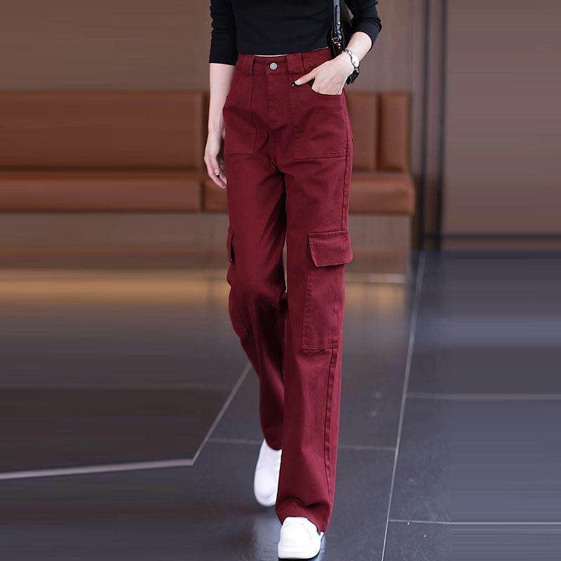 高端工装裤女2026春秋新款舒适休闲直筒阔腿裤显瘦大尺码设计感裤