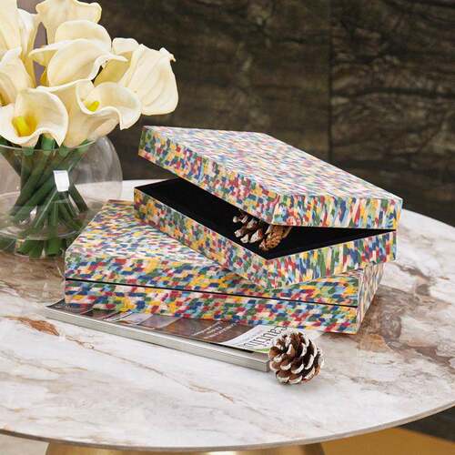 创意彩虹斑点木质钢琴烤漆首饰盒桌面收纳盒售楼处别墅样板间摆件