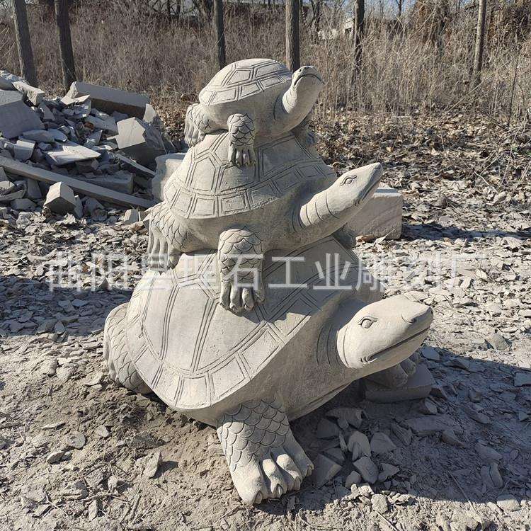 石雕乌龟 青石龟 大理石头乌龟雕刻三层母子龟园林摆件