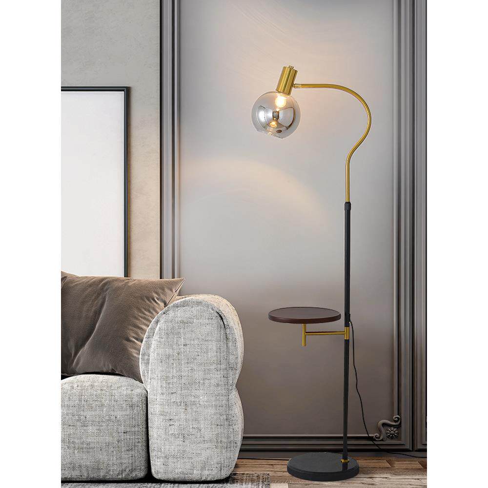 落地灯无线充电茶几客厅卧室床头灯置物架百褶灯罩立式台灯落地灯