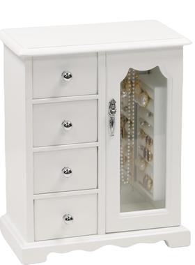 高档制白色日韩木饰多抽饰盒收纳盒饰品耳耳环项链发饰戒指木首盒