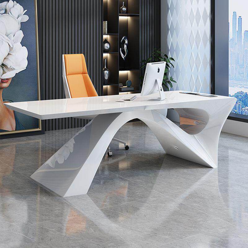 热卖老板桌总裁桌简约现代烤漆办公桌椅组合经理桌异形办公桌创意