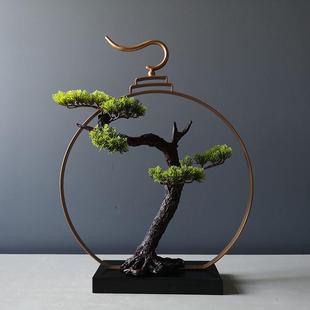 意落地创仿真迎新松客盆景中式 饰客厅工艺 玄关迎客松摆件43家居装