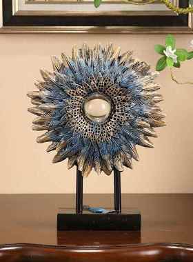 高档创意式覆古羽毛摆件样礼品电视柜客厅茶品房美软装家居装几饰