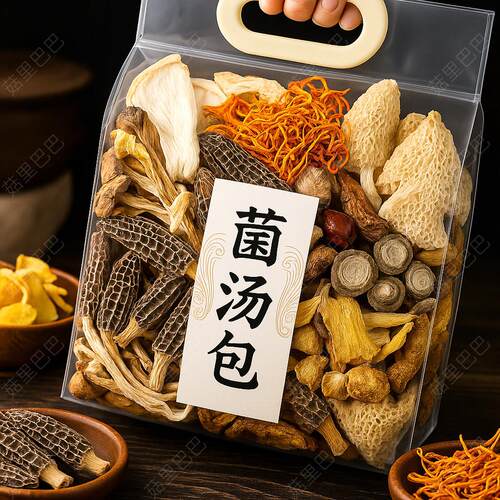 云南菌汤包七彩菌菇汤料包干货山珍菌子松茸煲汤食材羊肚菌非野生