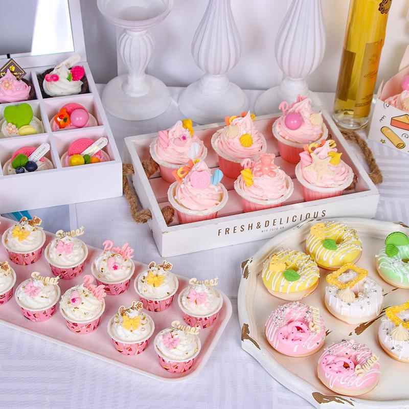 仿真纸杯蛋糕冰箱贴草莓水果蛋糕模型烘焙展示甜品台装饰拍摄道具