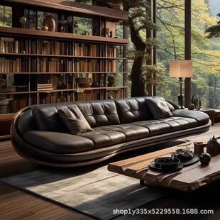 2026年新款实木沙发新中式家用客厅高端轻奢懒人真皮沙发设计