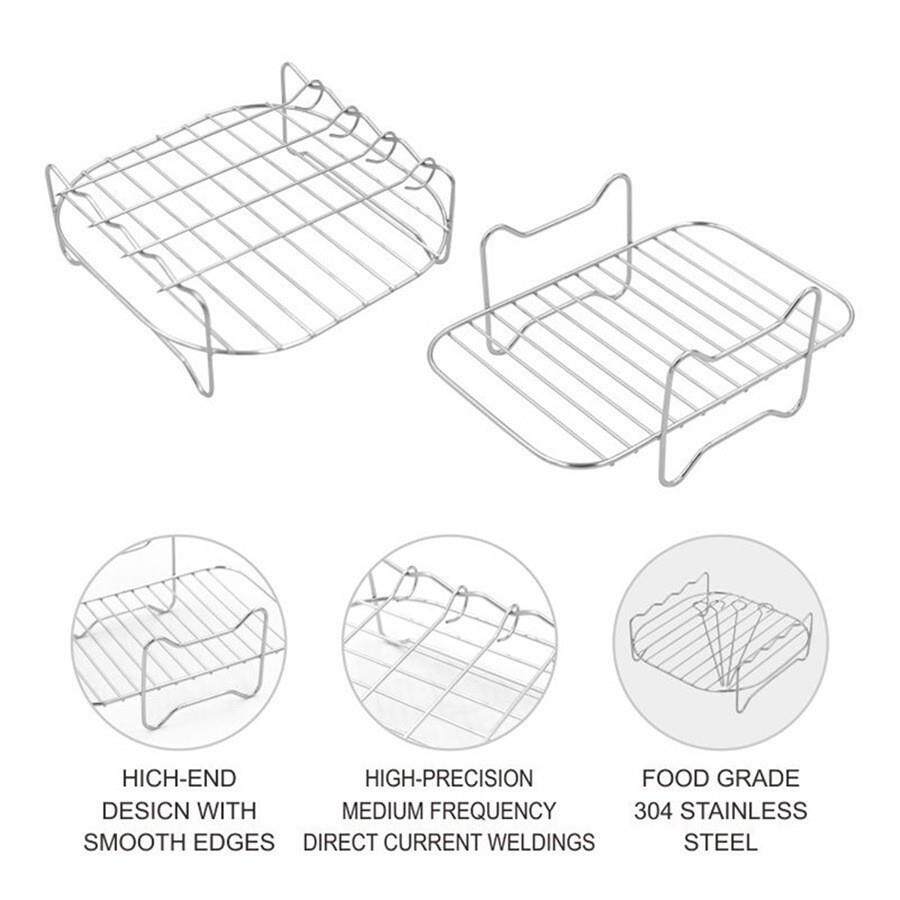 焼烤架4针双层空气炸锅架空气炸锅烤架不锈钢蒸架家用电炸锅配件