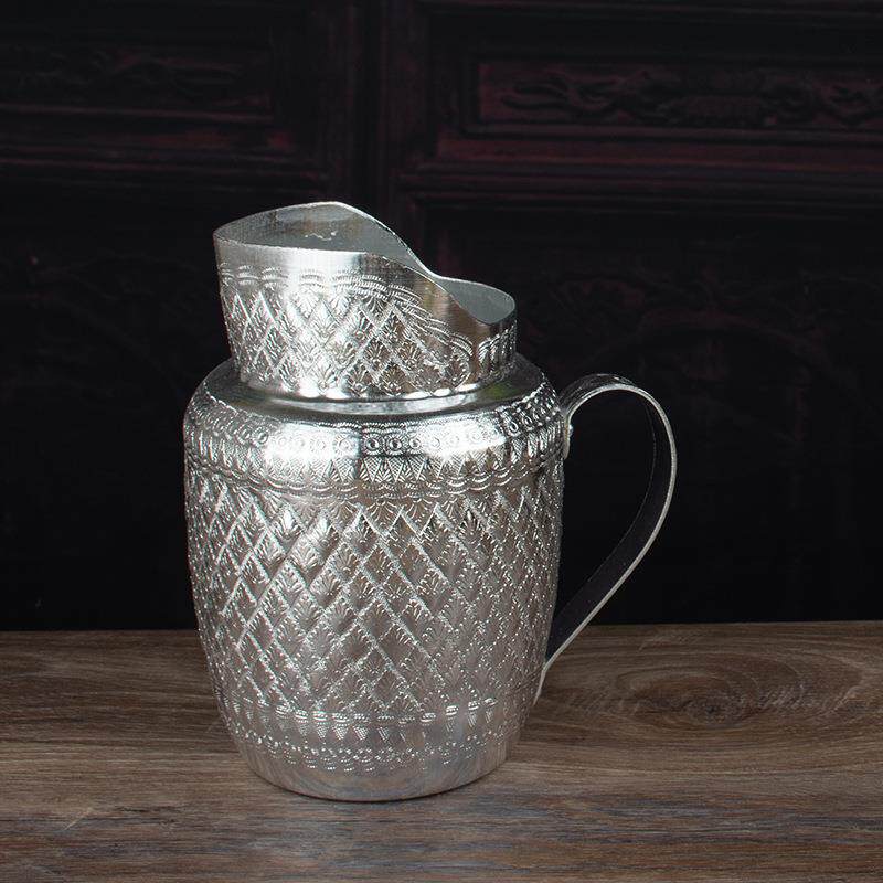 泰国创意金属酒壶手工大口径水壶奶壶果汁冷饮盛器东南亚特色礼品