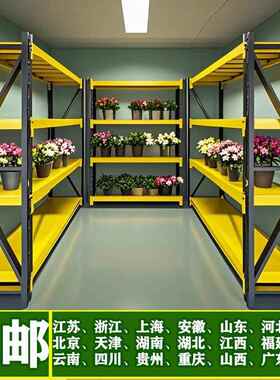 黑黄色轻型货架仓储多层中型仓库货架电商驿站储物架快递货架