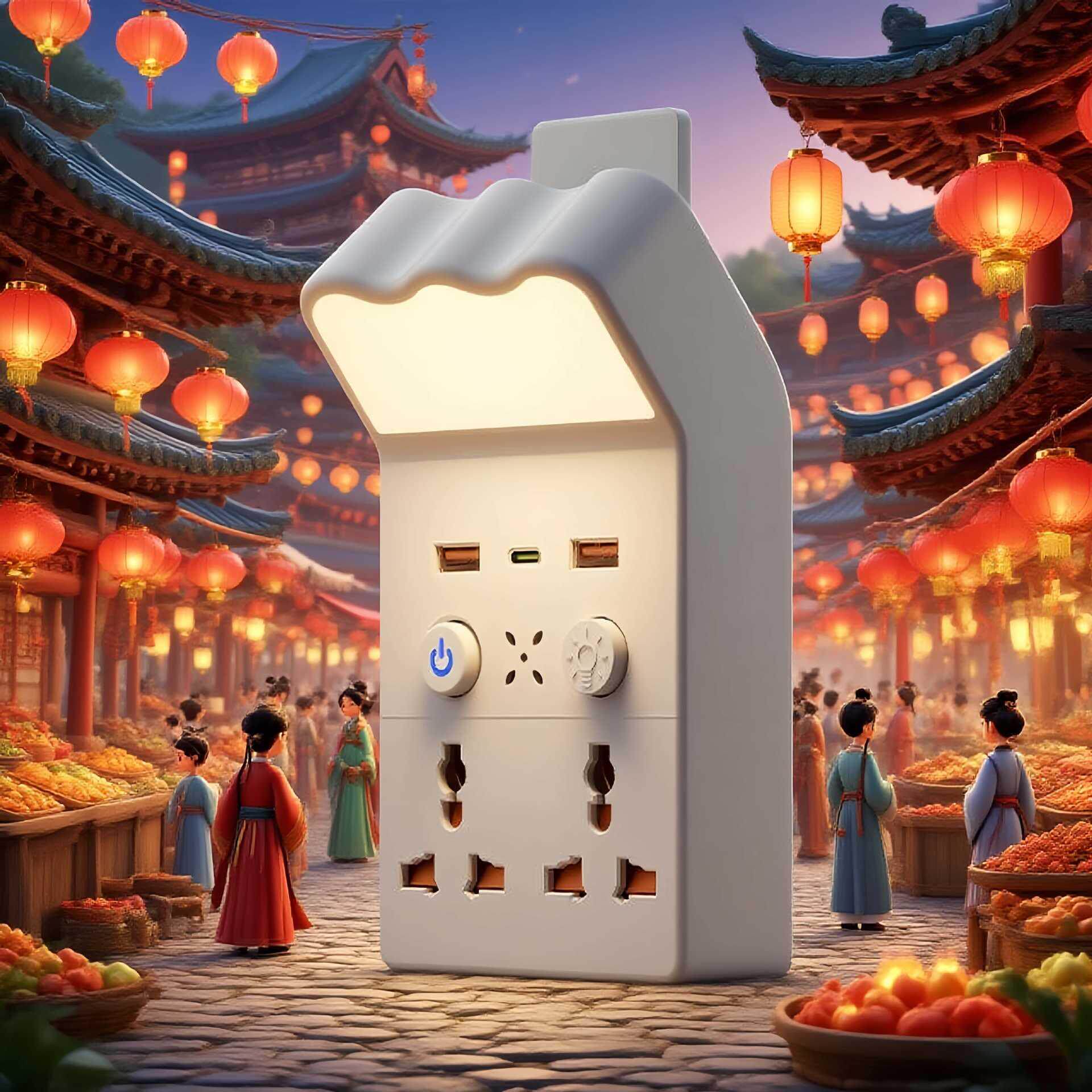 英规美规通用孔遥控款床头灯带插座式照明灯一体插电壁灯睡眠灯