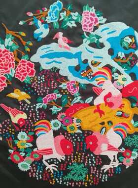 京绣老绣片手工刺绣中式吉祥团花画芯礼品diy衣服包改造布多款入