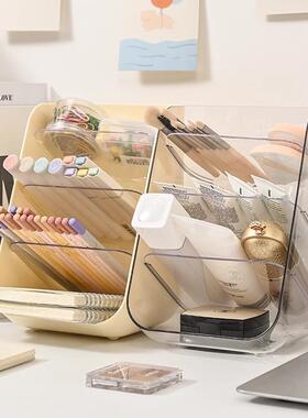 Desktop Student Pen Holder Stationery Storage Box Transparen