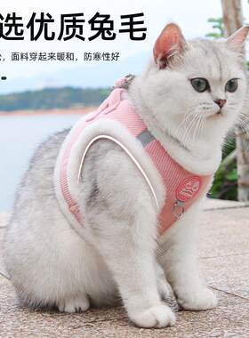 秋冬狗狗胸背防挣脱猫咪牵引绳背心式狗胸背反光背带宠物保暖衣服