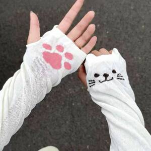 甜美猫爪防晒套女行日系可爱骑车防紫外线袖护臂套JK手袖卡通薄款