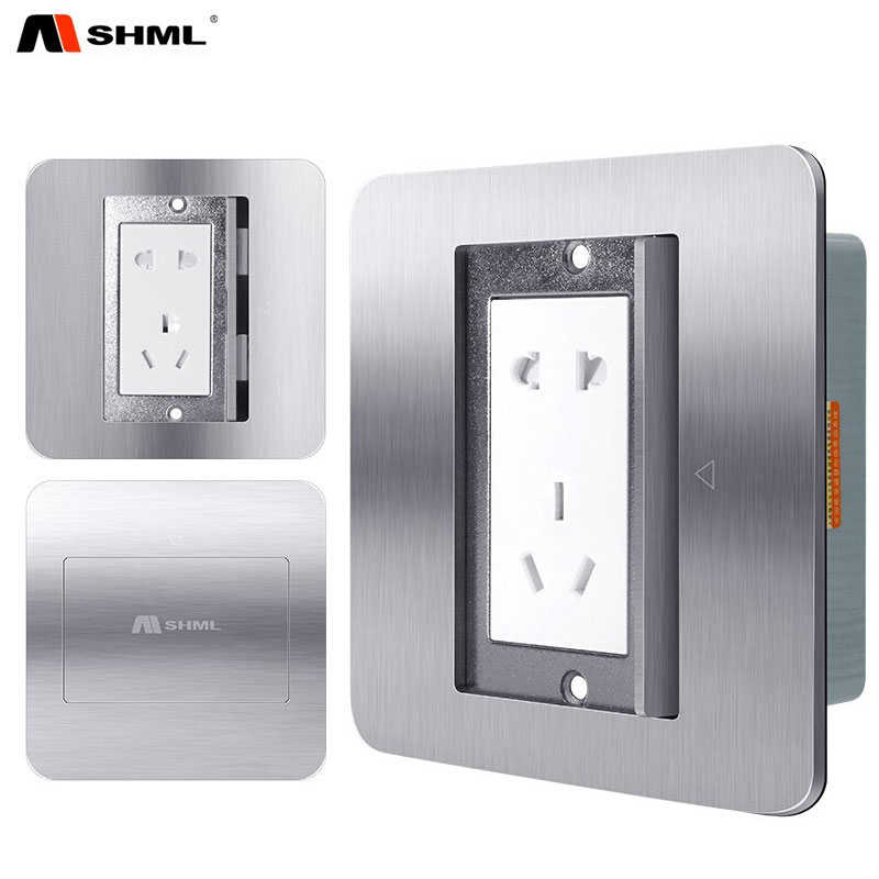 MSHML-不锈钢地插防水地面插座隐藏式地插座地板插座盒银色地插