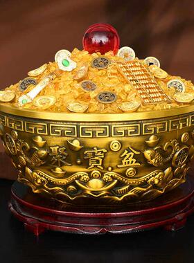 黄铜沈万三同款聚宝盆摆件招聚铜制米缸实心铜盆客厅乔迁财大号