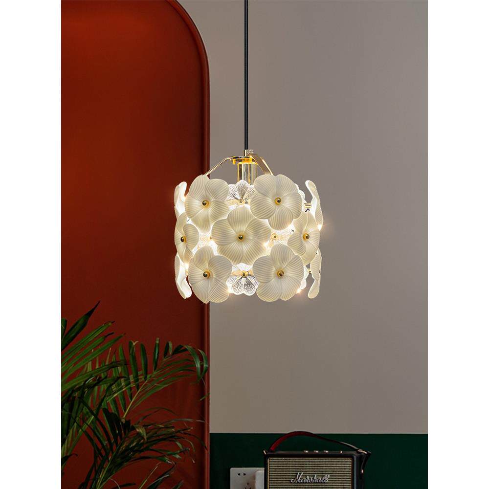 法式轻奢卧室床头花朵吊灯奶油风浪漫田园玄关过道吧台餐厅小吊灯