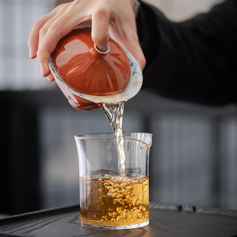 叙旧 手绘斗笠盖碗茶杯文人茶器套装家用单个小茶盏功夫泡茶碗
