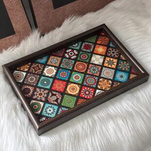 High-end vintage walnut wood jewelry rectangular tray, luxur