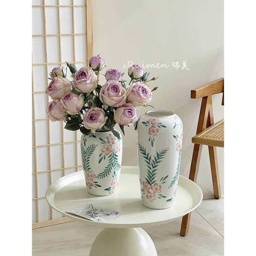 新中式高级感手绘青花瓷田园覆古花瓶陶瓷插花器客厅餐桌装饰摆件,家居饰品,花瓶,淘宝优惠券,粉丝福利购,淘宝优惠卷