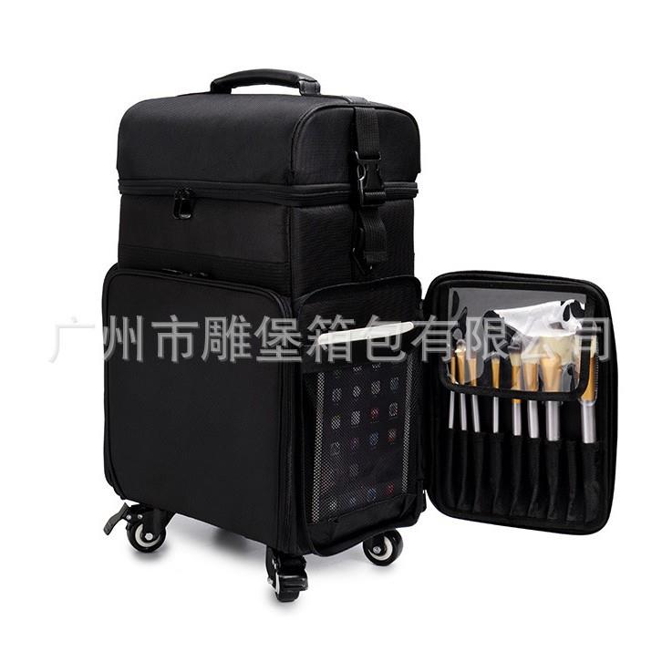 化妆箱拉杆纹绣工具箱牛津布韩国美容美甲珠宝彩妆工具箱手提多