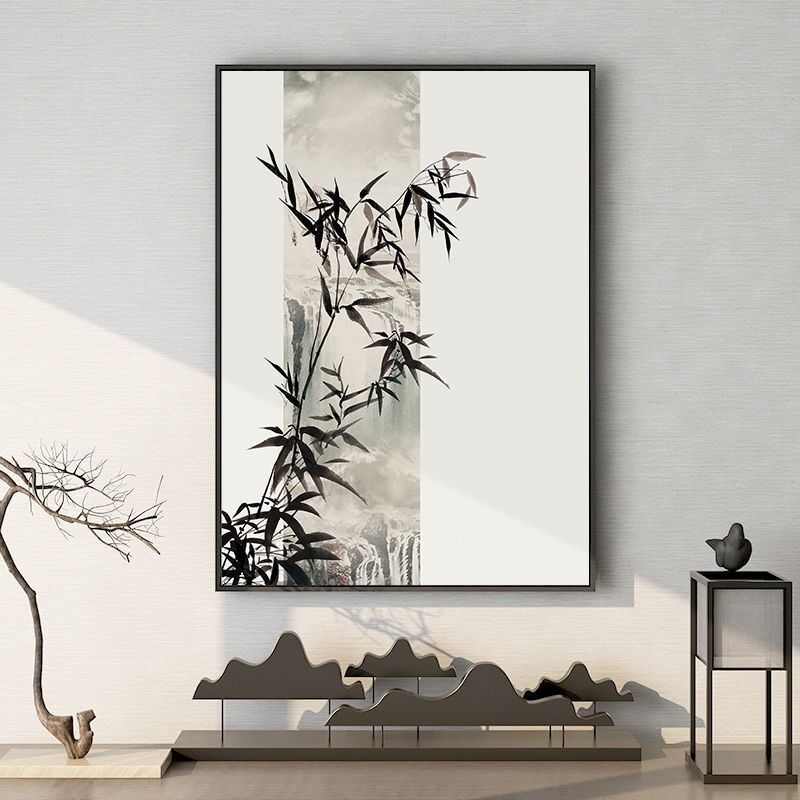 新中式走廊竖版装饰画现代简约客厅玄关壁画轻奢大气禅意山水挂画