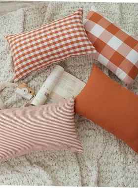 sofa pillow pillow backrest cotton cushion cover plaid pillo