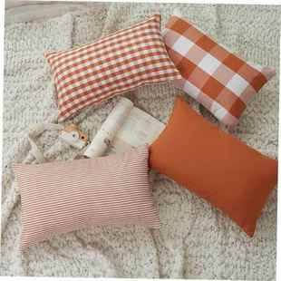 cotton backrest cushion cover pillo sofa plaid pillow