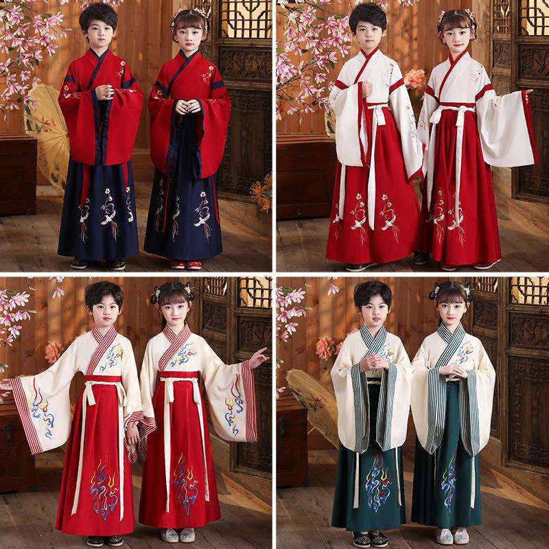 焕琦儿童古装汉服国学服装女幼儿诵读古风古诗词开笔礼朗诵演出服