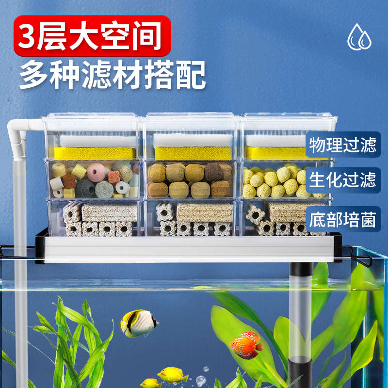 鱼缸过滤器龟缸上置滴流盒水循环过滤盒水族箱增氧上滤盒雨淋魔盒