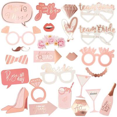 25Pcs Team Bride to Be Paper Photo Booth Props Mask Photoboo