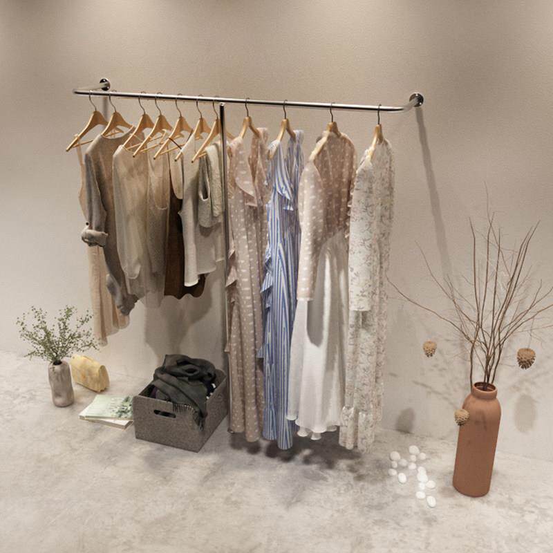 装97店地示架上墙挂衣架女装店货架落不锈钢靠墙架展示展架壁服挂