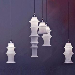 北欧鱼笼布艺灯罩别墅客厅餐厅卧室楼梯间咖啡厅奶茶店蚕丝布吊灯