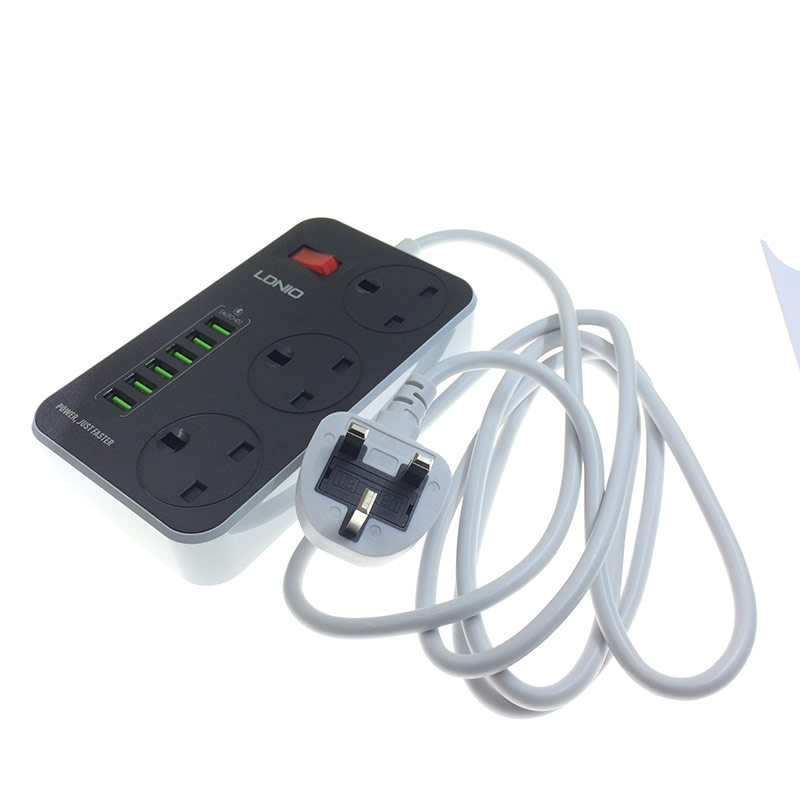 usb2500w标线10a插拖多功能插座三脚英ldnio英规插头面板多孔排板