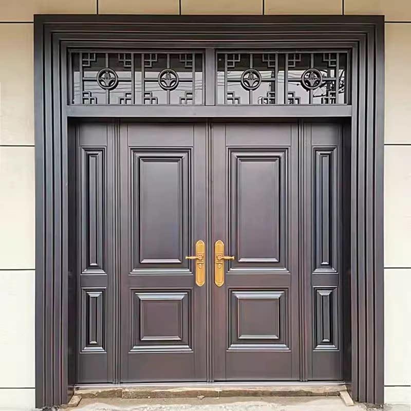 锌合金房屋门双门中式铜门农村自建房屋门入口门农村家庭门