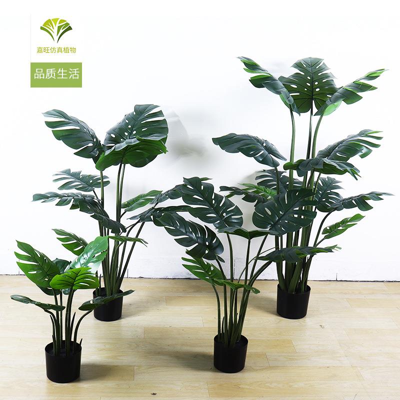 跨境北欧仿真绿植龟背叶假植物盆栽龟背竹客厅落地摆件树真