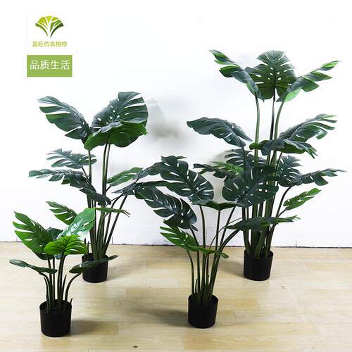 跨境北欧仿真绿植龟背叶假植物盆栽龟背竹客厅落地摆件树真