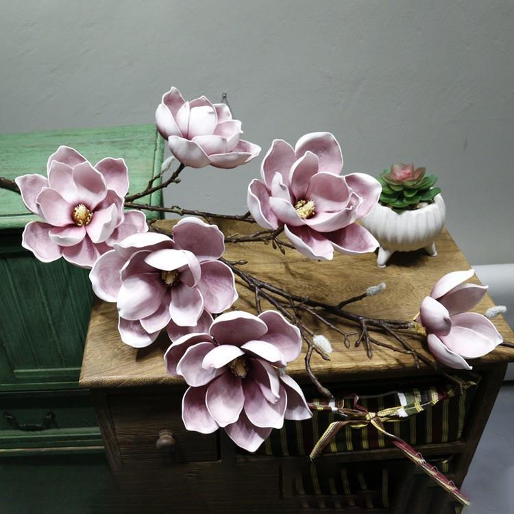 新款直销手感6头玉兰花仿真玉兰花家居装饰仿真花泡沫花玉兰假花