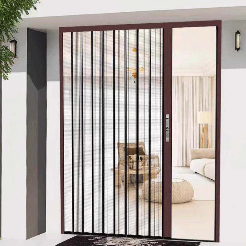 防蚊虫金刚网折叠纱门带锁防老鼠猫狗防盗卧室阳台隐形推拉式沙门