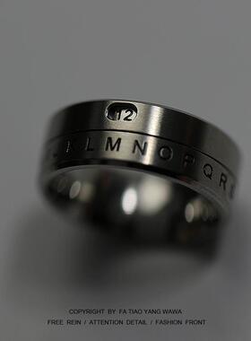 可转动字母戒指男生自律指环轻奢小众设计高级感单身戒食指戒潮留