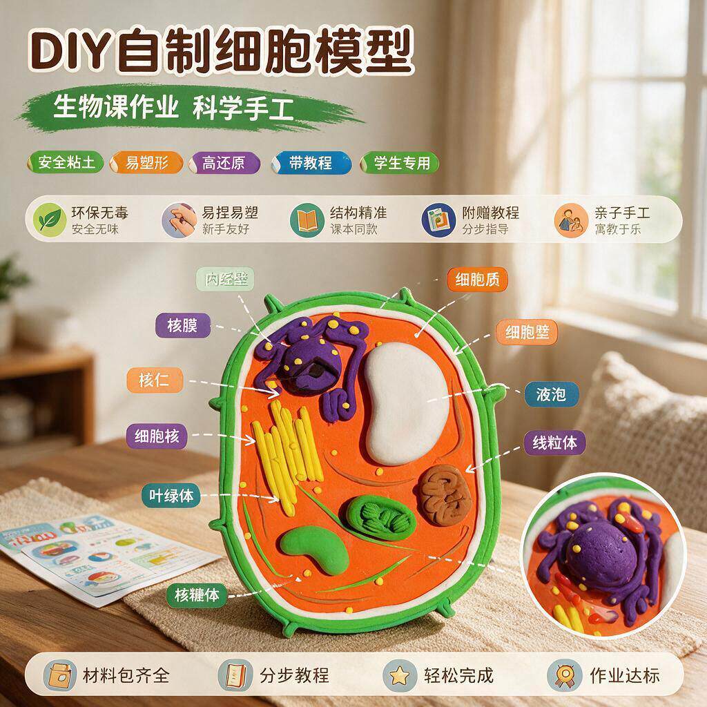 动植物细胞模型制作材料七年级生物高中生成品真核