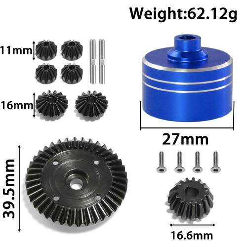 TAMIYA 田宫 XV02 TT02 TT02B 45号钢齿轮 差速器总成 7075差速壳