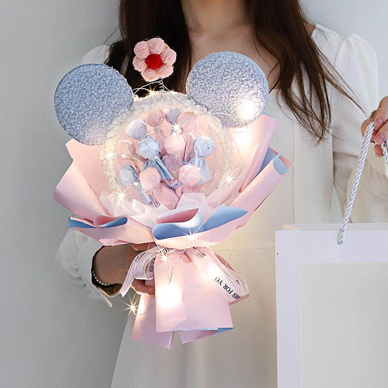 正品创意糖偶果花生礼日物棒棒糖女生闺公仔玩米奇卡通花礼品情蜜图片
