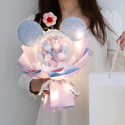 高档创棒意糖果花生日礼物棒糖女生闺蜜公仔偶米卡奇通花礼玩品情