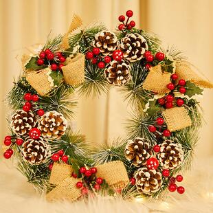饰挂饰场景布置门饰 饰品圣诞节橱窗装 圣诞花环门挂50 60CM圣诞装
