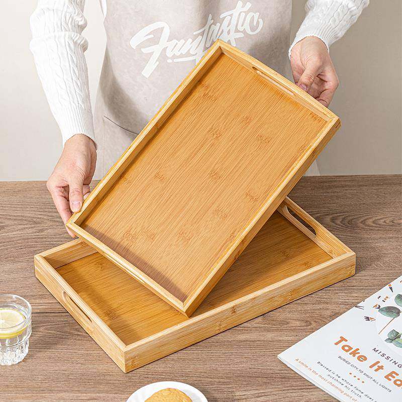 竹木托 托盘长方形茶盘商用带把手手提覆古家用水杯酒店餐盘大小,餐饮具,餐用托盘,淘宝优惠券,粉丝福利购,淘宝优惠卷